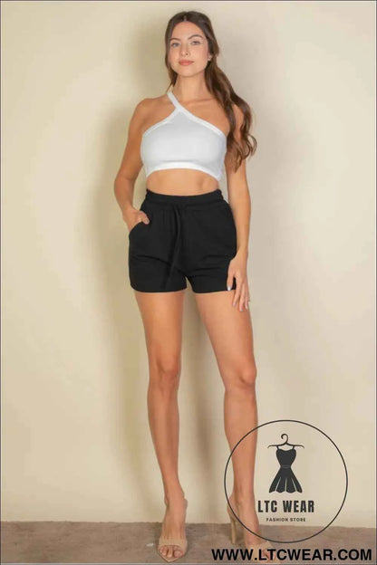 One Shoulder Ribbed Cropped Top