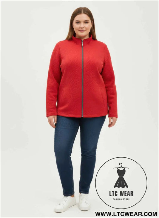Onque Casual Plus Size Textured Jacket