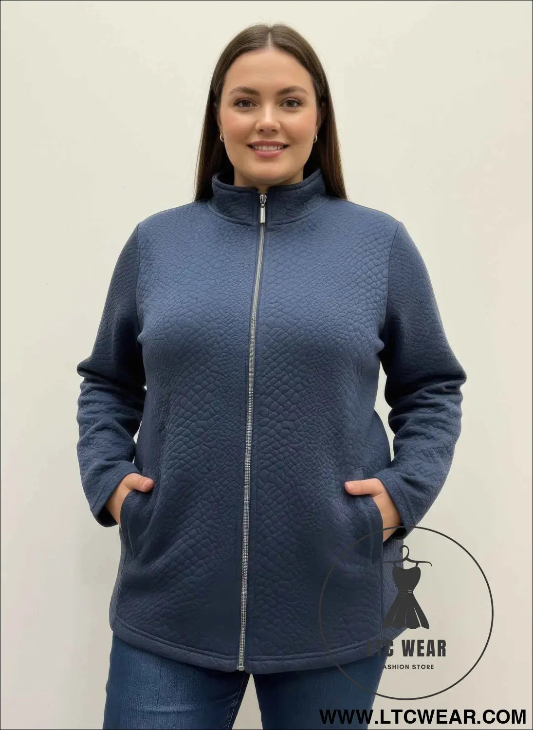 Onque Casual Plus Size Textured Jacket