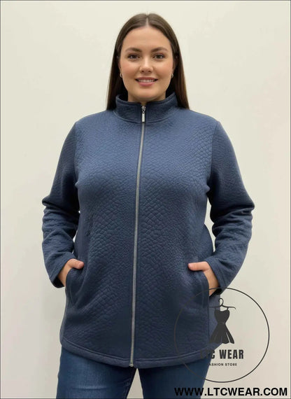 Onque Casual Plus Size Textured Jacket