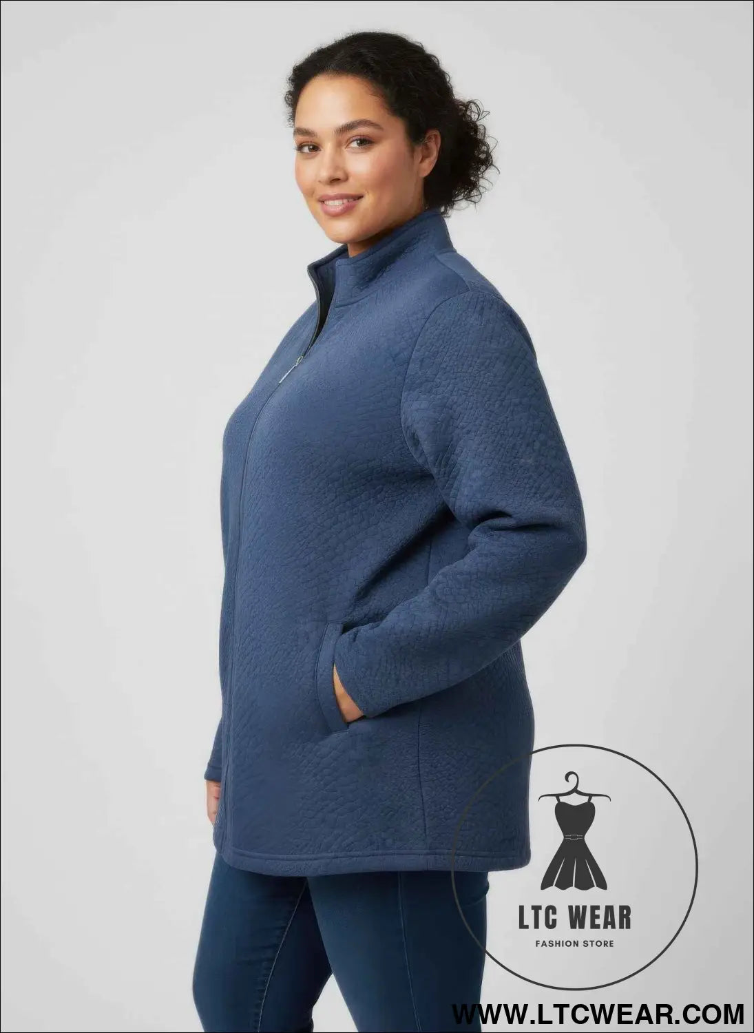 Onque Casual Plus Size Textured Jacket