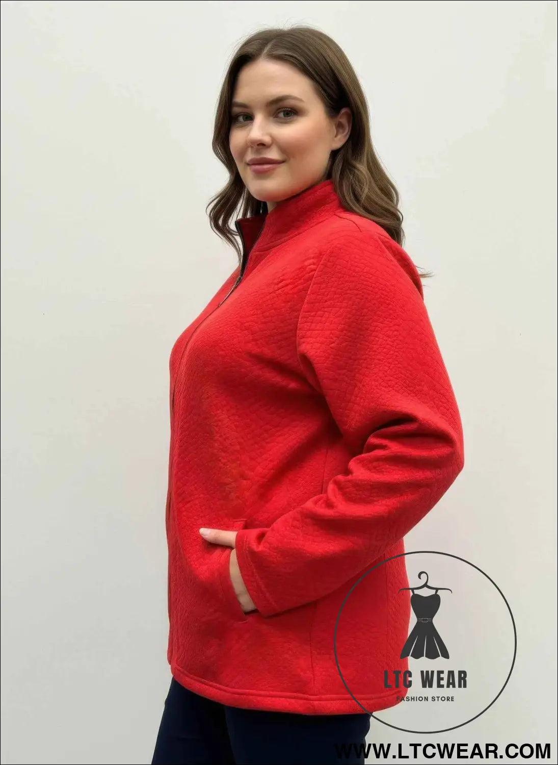 Onque Casual Plus Size Textured Jacket