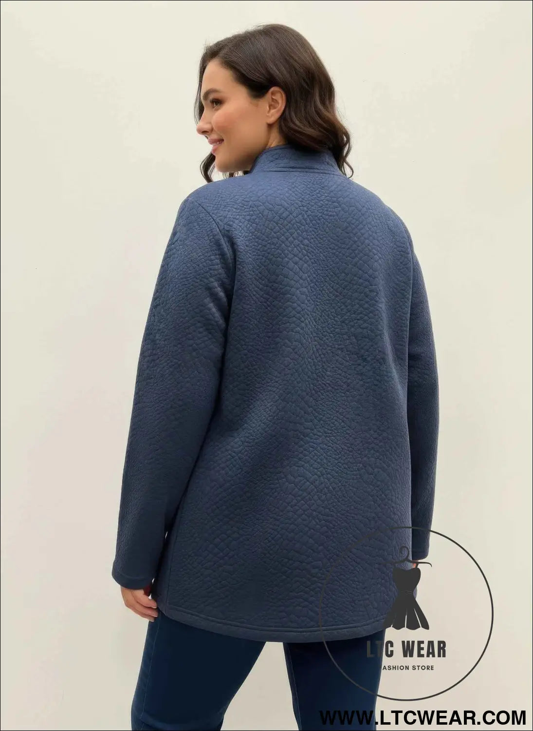 Onque Casual Plus Size Textured Jacket