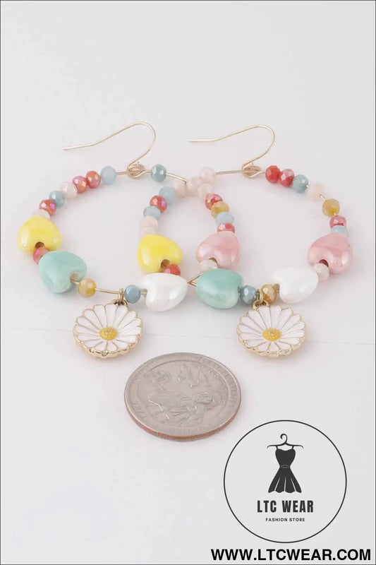 Open Beaded Flower Earrings
