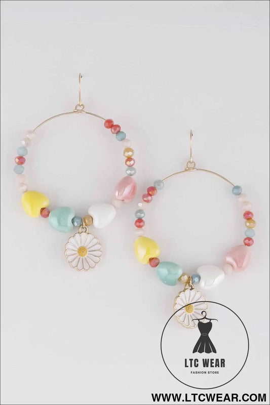 Open Beaded Flower Earrings