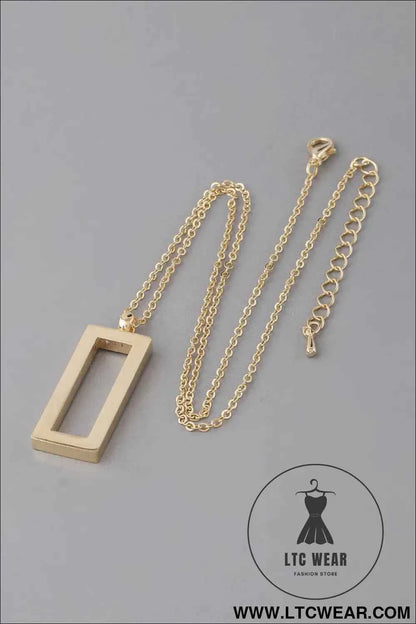 Open Rectangle Pendant Necklace