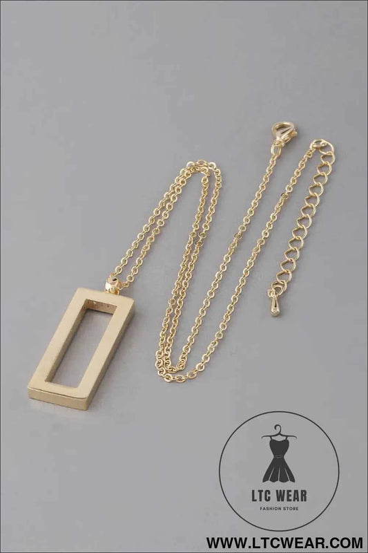 Open Rectangle Pendant Necklace