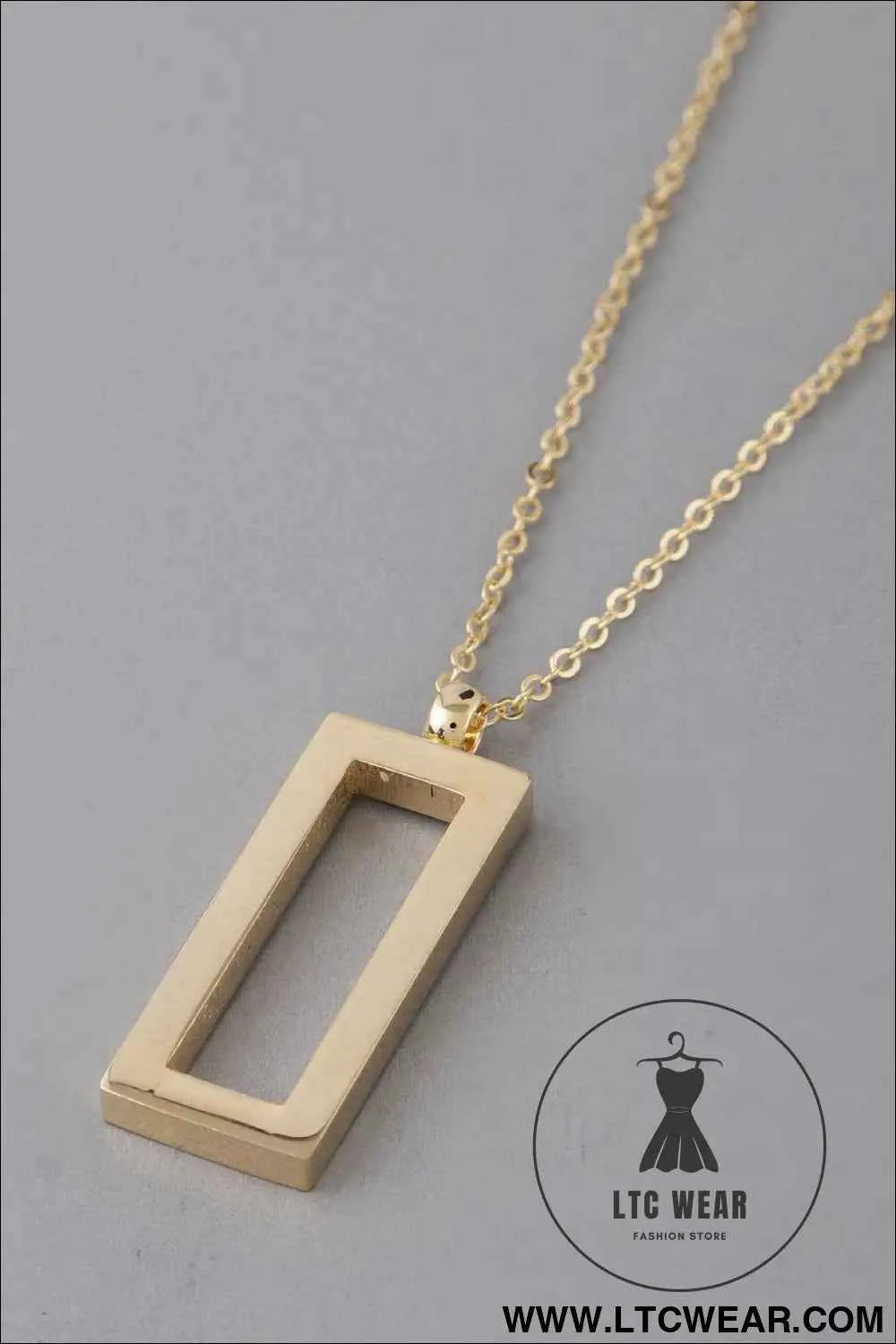 Open Rectangle Pendant Necklace