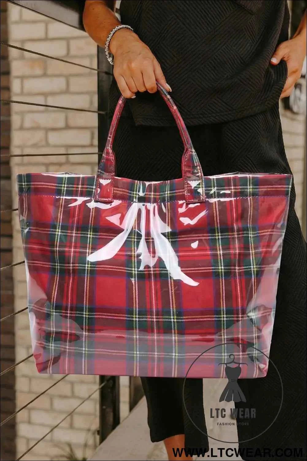 Orchid Eyelet Flower Pattern PVC Glossy Waterproof Tote Bag