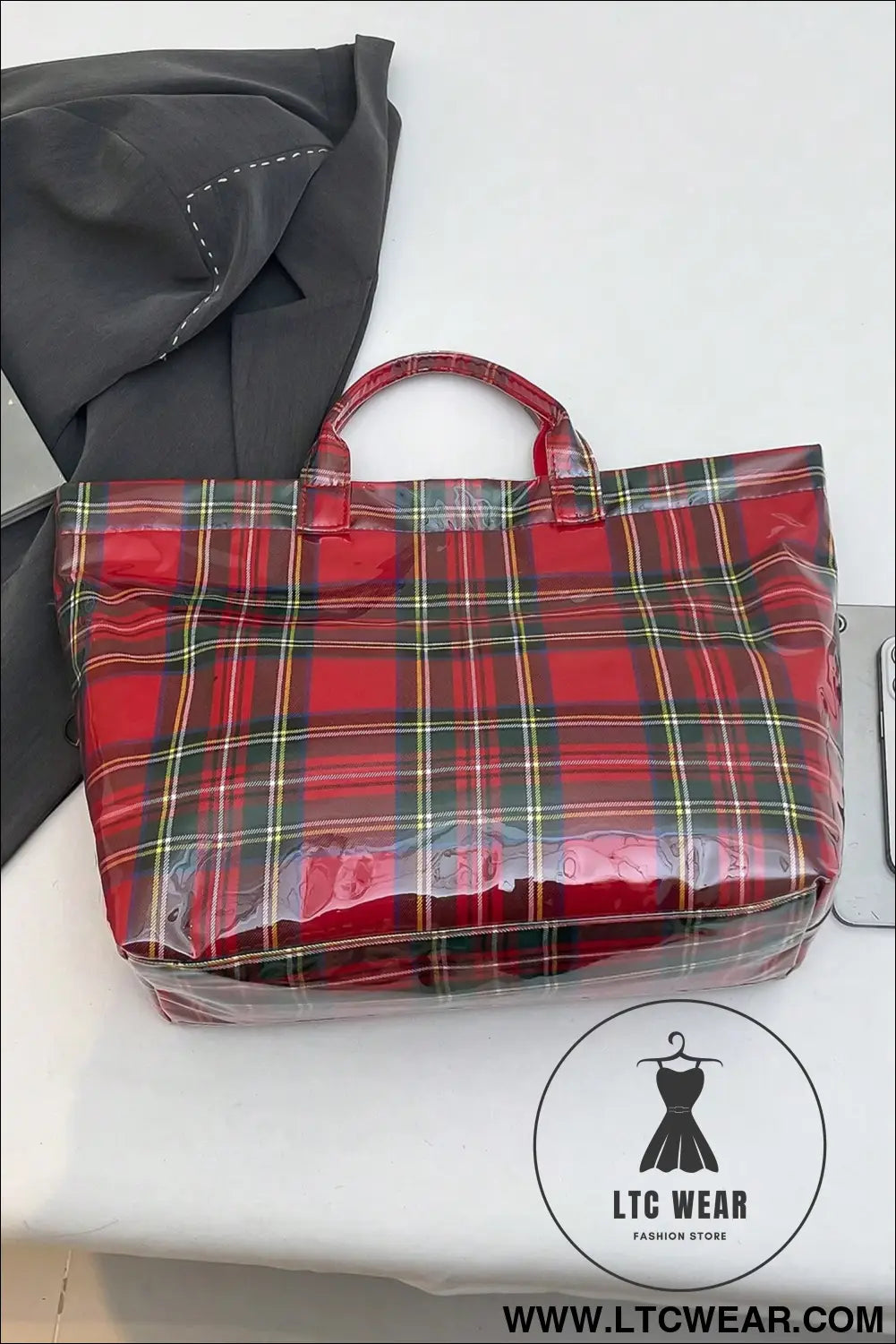 Orchid Eyelet Flower Pattern PVC Glossy Waterproof Tote Bag - L.T.C Wear Online Fashion Store