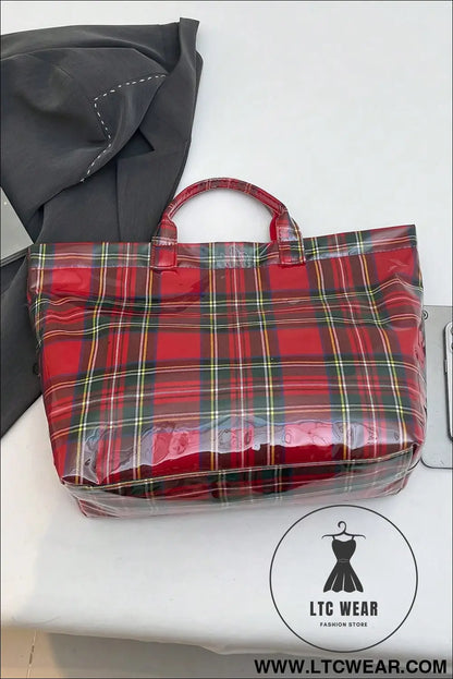 Orchid Eyelet Flower Pattern PVC Glossy Waterproof Tote Bag - L.T.C Wear Online Fashion Store