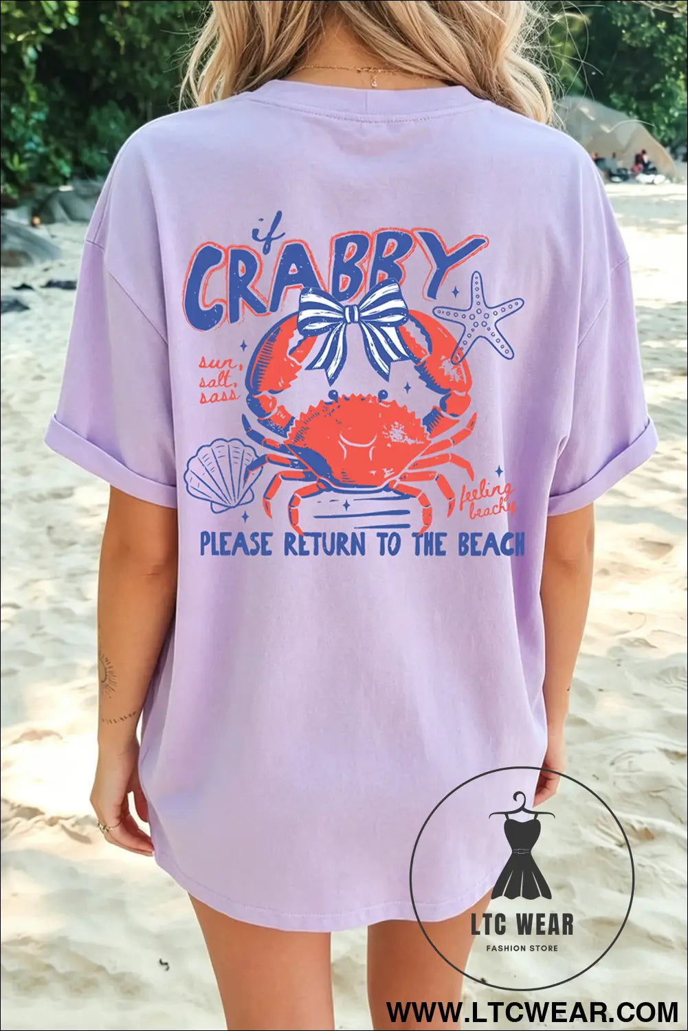 Orchid petal crabby beach day graphic t shirt - graphic tees