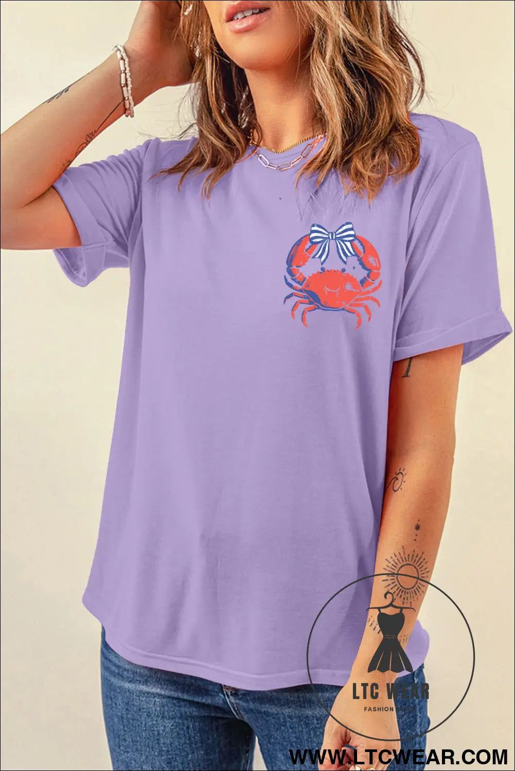 Orchid petal crabby beach day graphic t shirt - graphic tees