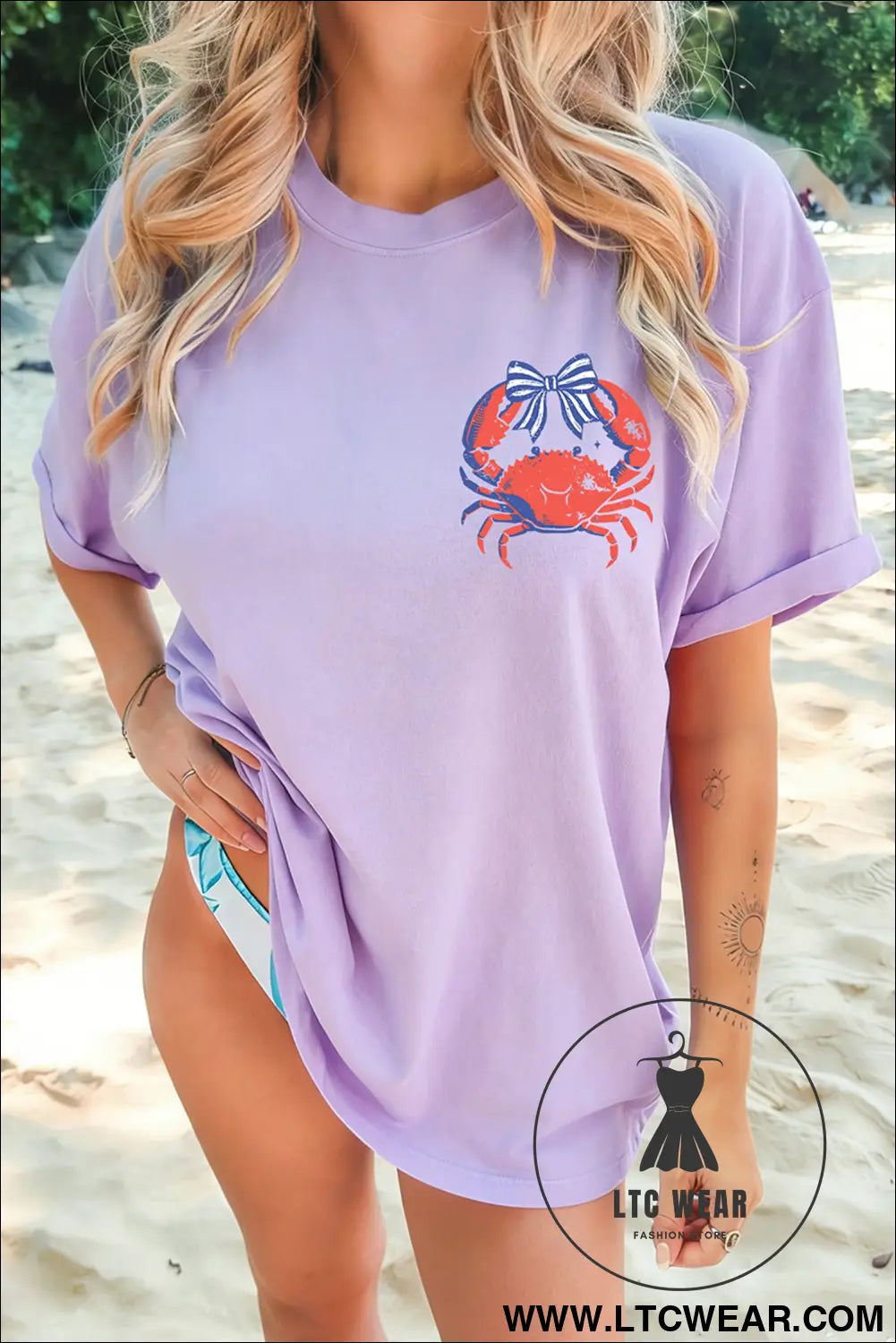 Orchid petal crabby beach day graphic t shirt - graphic tees