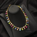 Oscar live cross-border colorful crystal dopamine color-blocked luxe small-batch design elegant high-end clavicle