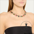 Oscar live cross-border colorful crystal dopamine color-blocked luxe small-batch design elegant high-end clavicle