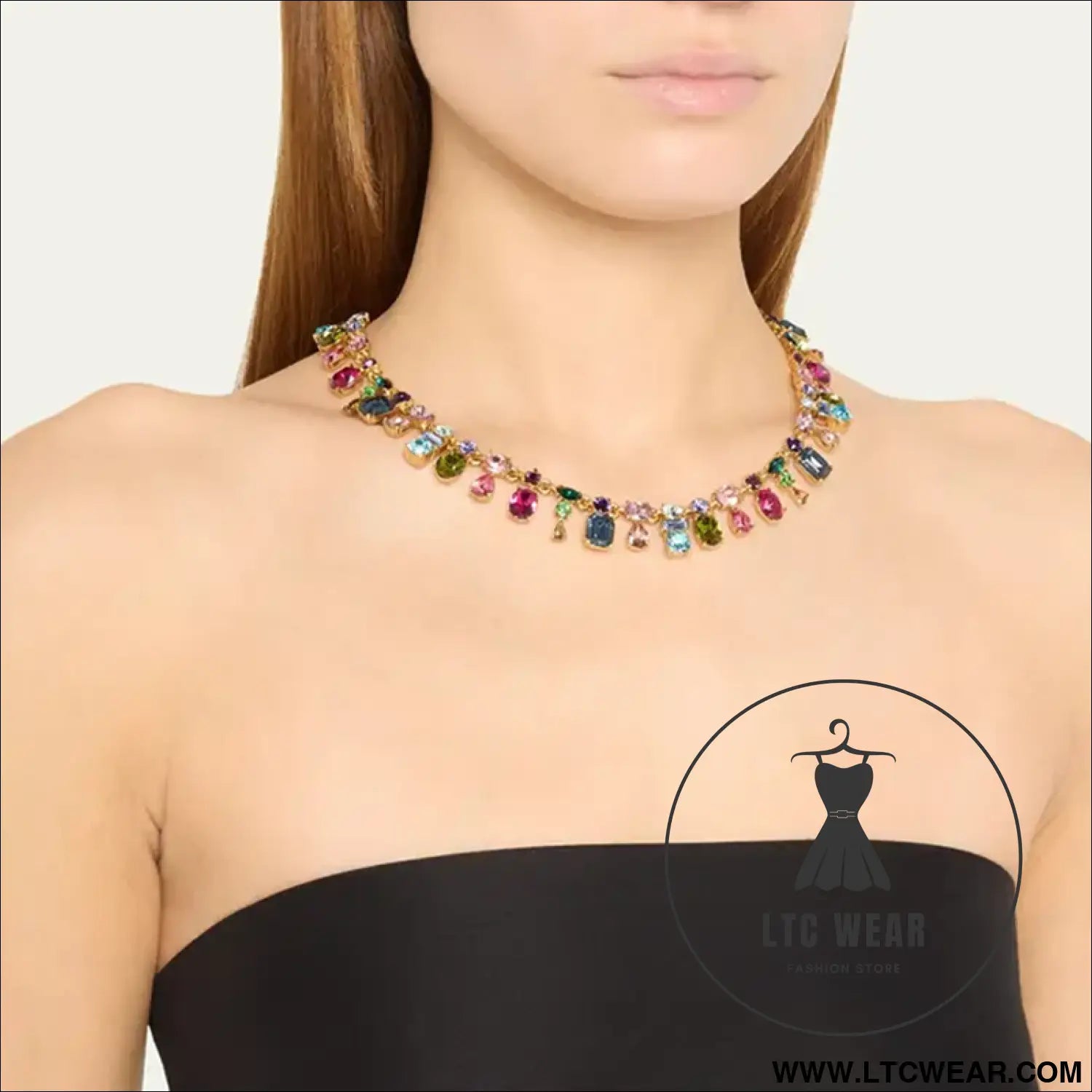Oscar live cross-border colorful crystal dopamine color-blocked luxe small-batch design elegant high-end clavicle