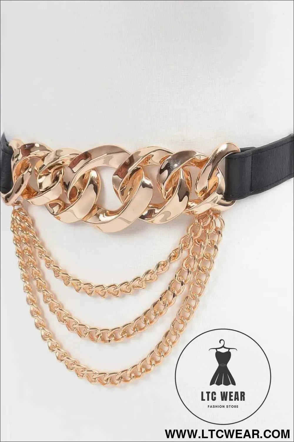 Oversized Chain Buckle Belt with Layered Chains for Trendy Style