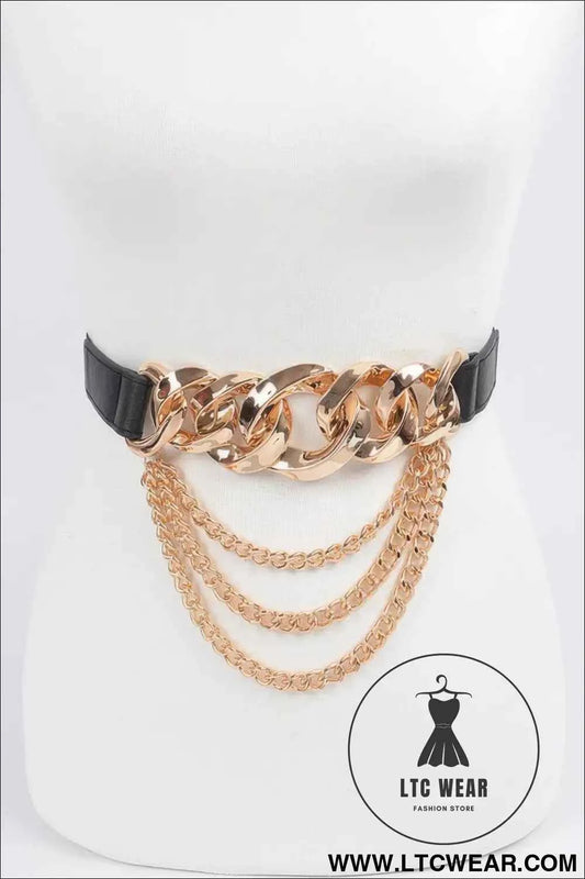 Oversized Chain Buckle Belt with Layered Chains for Trendy Style