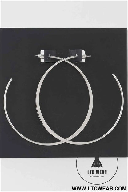 Oversized Flat Metal Hoop Earrings