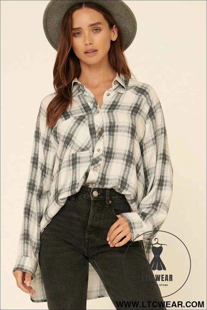 Oversized Loose Fit Plaid Shirt