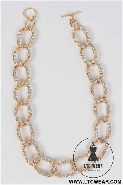Oversized Stoned Chain Necklace