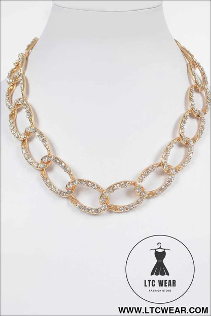 Oversized Stoned Chain Necklace