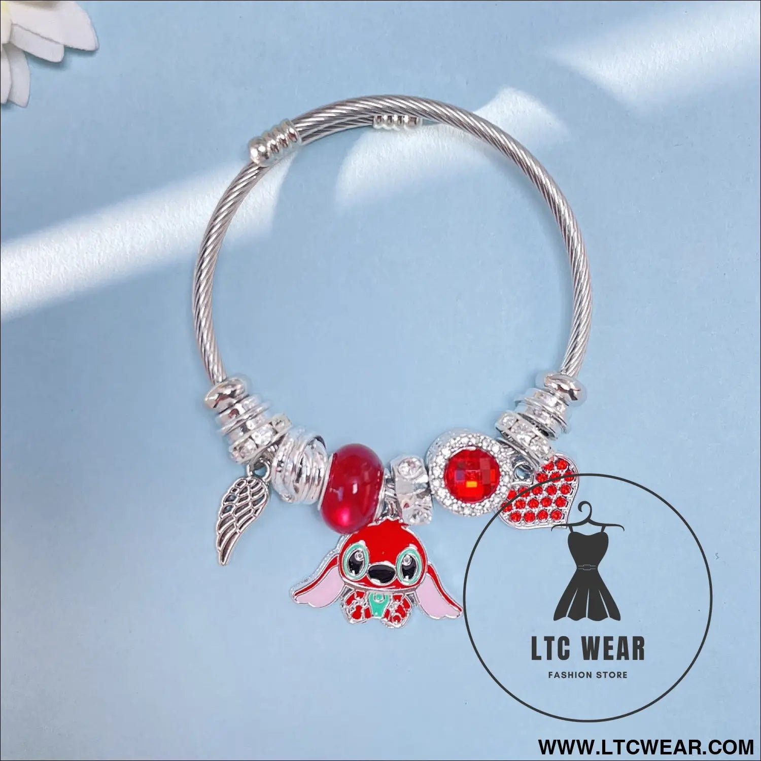 Panja stylized bracelet adjustable open design simple minimalist cute stainless steel bangle for women - stitch love