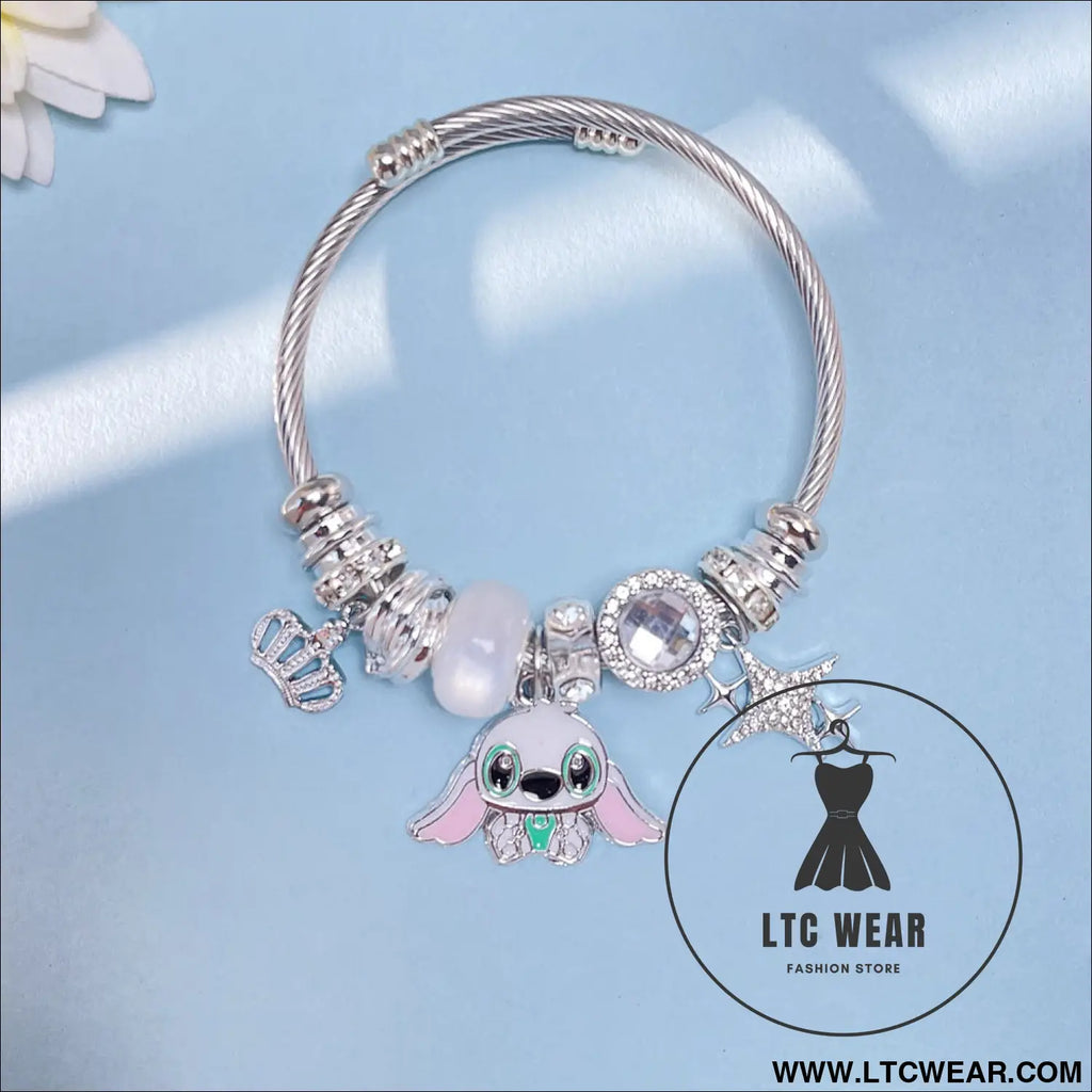 Panja stylized bracelet adjustable open design simple minimalist cute stainless steel bangle for women - stitch