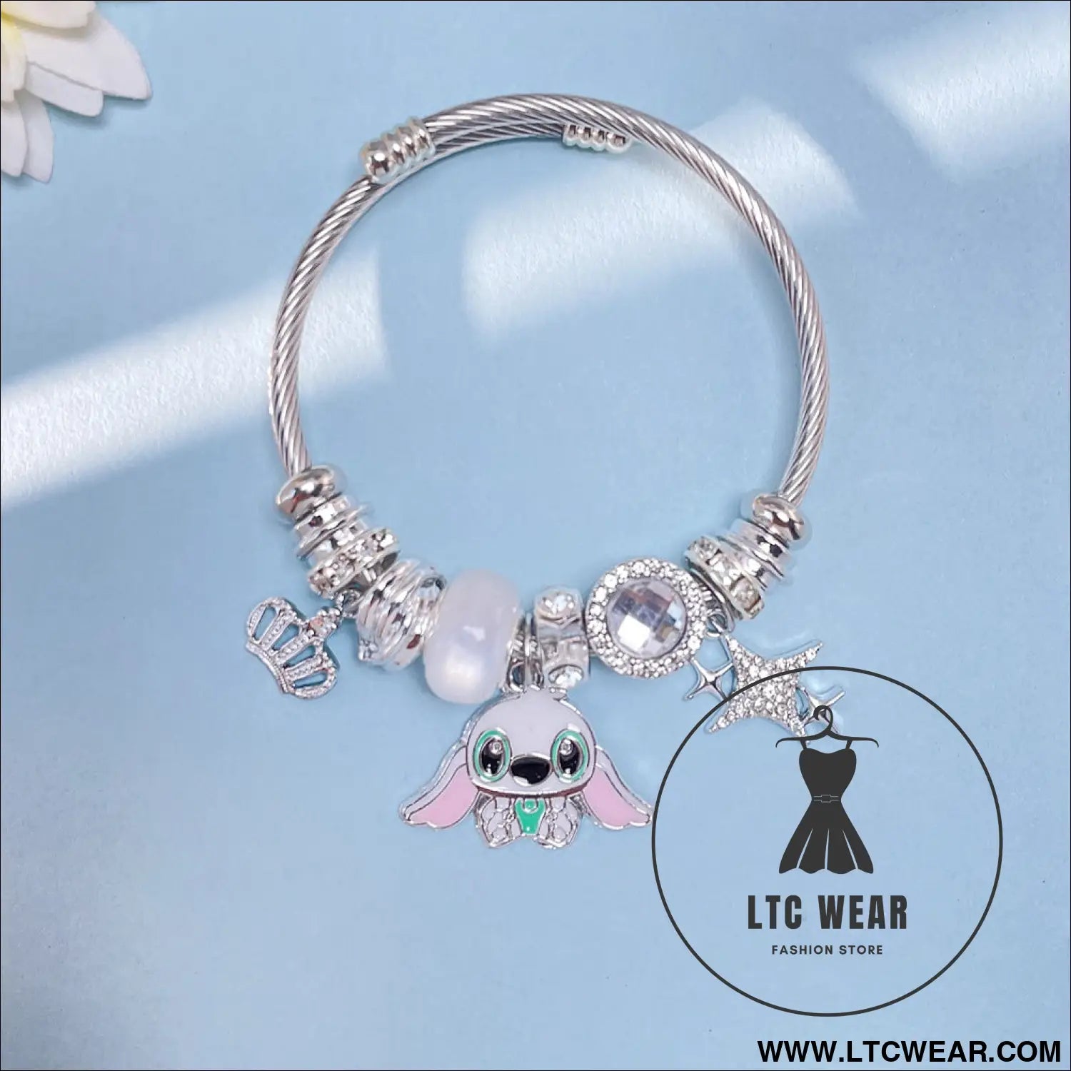 Panja stylized bracelet adjustable open design simple minimalist cute stainless steel bangle for women - stitch