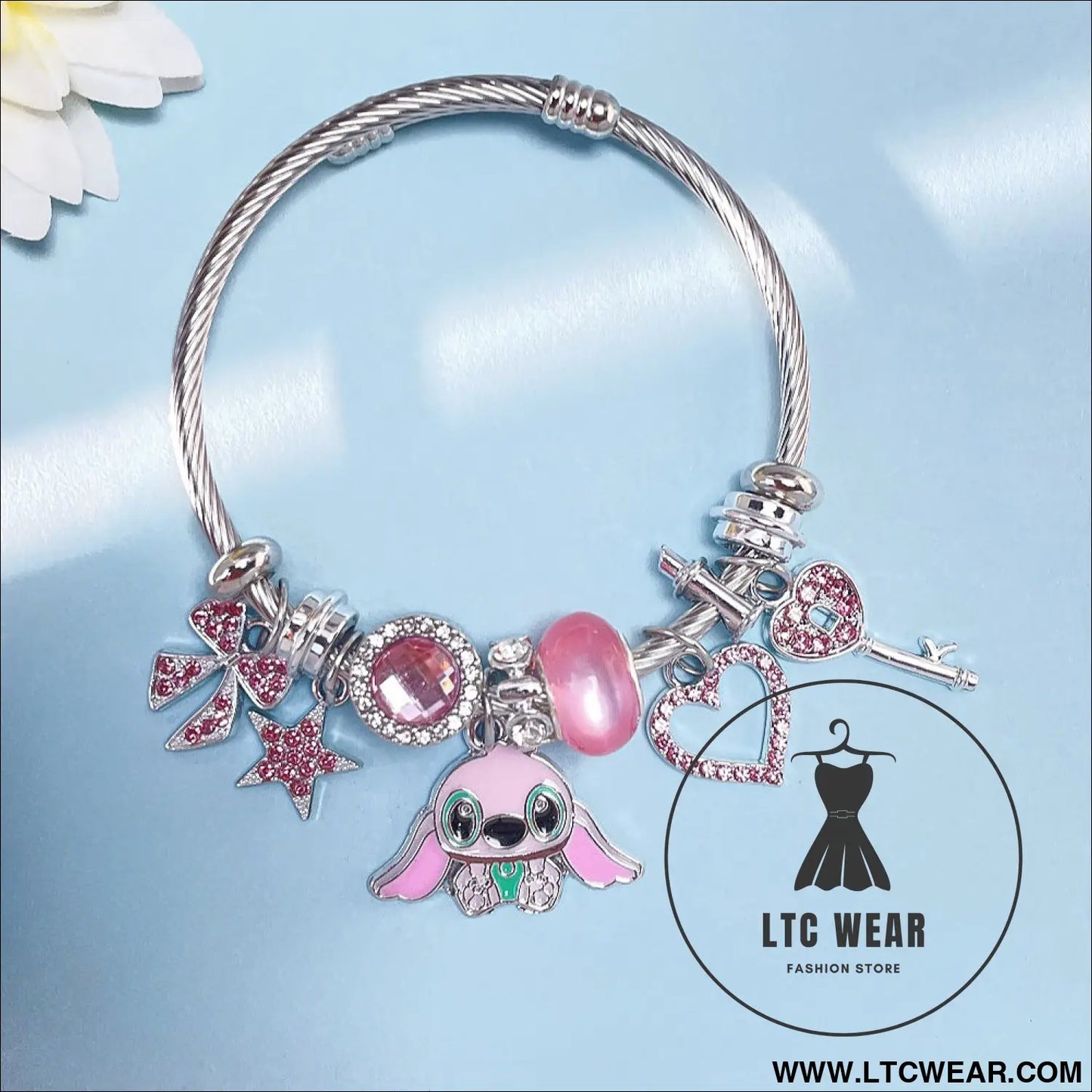 Panja stylized bracelet adjustable open design simple minimalist cute stainless steel bangle for women - star butterfly