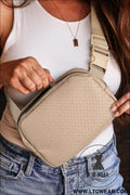 Parchment checkered zipped buckle strap leather crossbody bag - parchment / one size / 95% pu + 5% alloy - crossbody