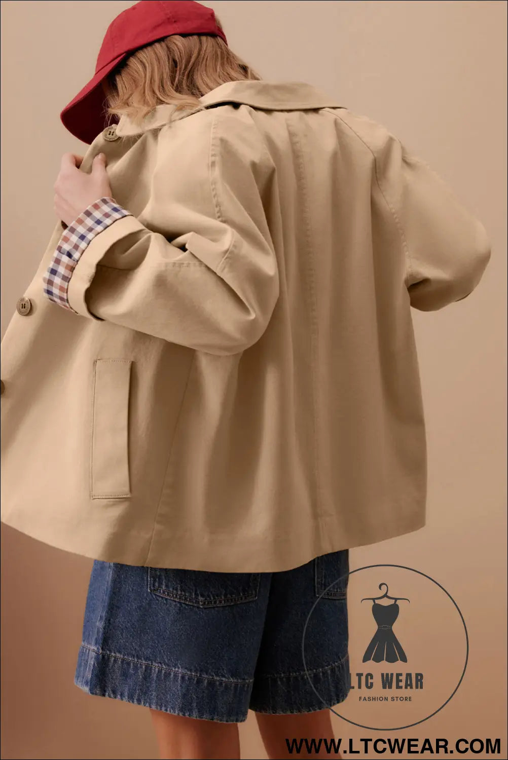 Parchment plaid lined collar trench - jackets