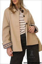 Parchment plaid lined collar trench - jackets
