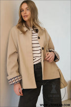 Parchment plaid lined collar trench - jackets