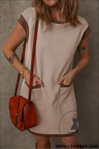 Parchment stylish textured color block trim shift mini dress - parchment / 2xl / 95% polyester + 5% elastane - mini
