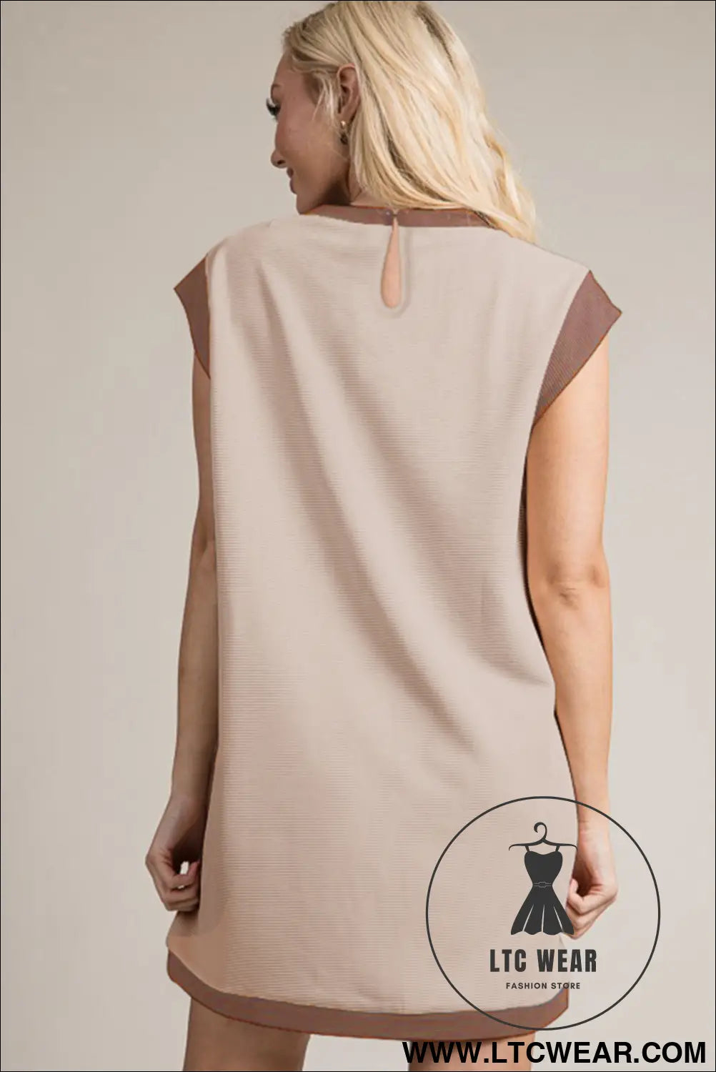 Parchment stylish textured color block trim shift mini dress - mini dresses