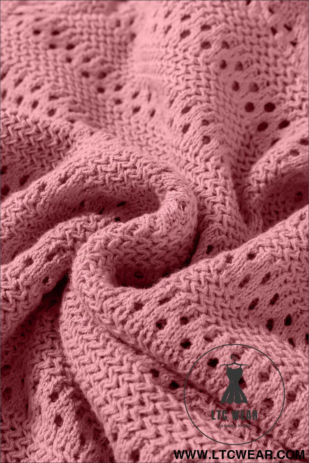 Peach Blossom Pointelle Knit Raglan Sleeve Hooded Sweater - L.T.C Wear Online Fashion Store