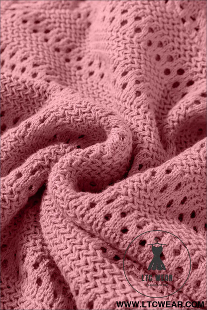 Peach Blossom Pointelle Knit Raglan Sleeve Hooded Sweater - L.T.C Wear Online Fashion Store