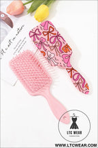 Peach blossom starry ribbon bow print air cushion comb - peach blossom / one size / 100% pmma - beauty