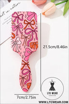 Peach blossom starry ribbon bow print air cushion comb - peach blossom / one size / 100% pmma - beauty