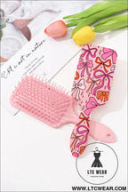 Peach blossom starry ribbon bow print air cushion comb - peach blossom / one size / 100% pmma - beauty