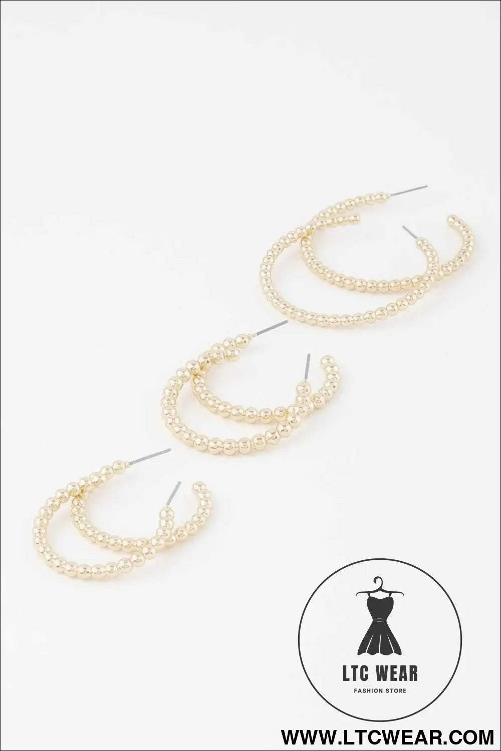 Pearl Bead Open Hoop Earrings Set
