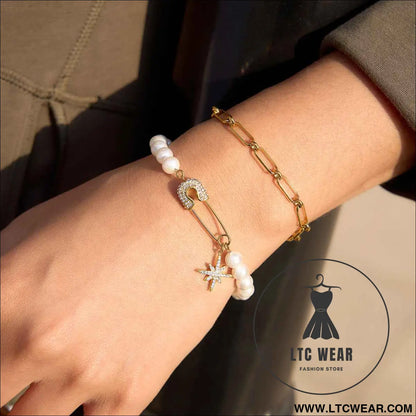 Pearl Star Stainless Steel Bracelet Collection