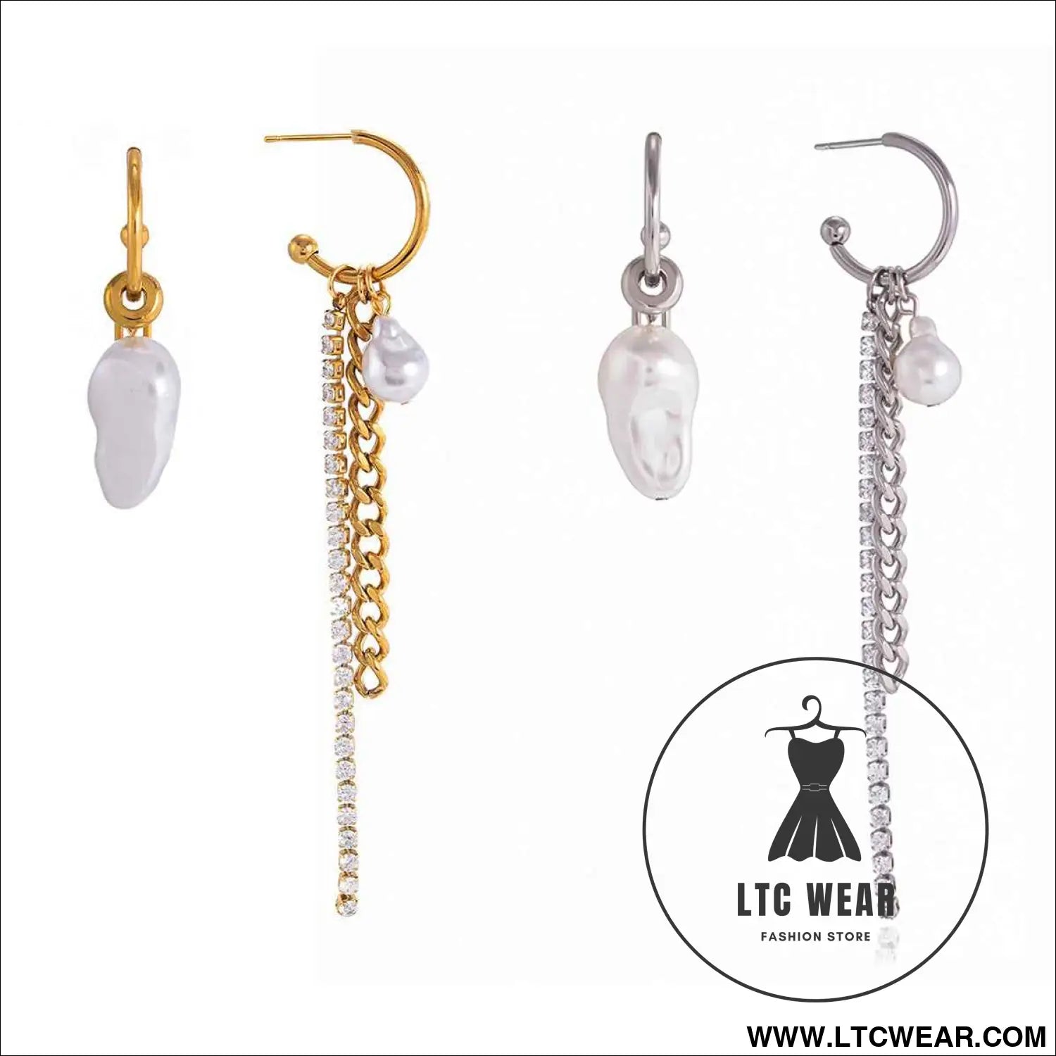 Pearl Tassel Stainless Steel Earrings