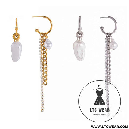 Pearl Tassel Stainless Steel Earrings