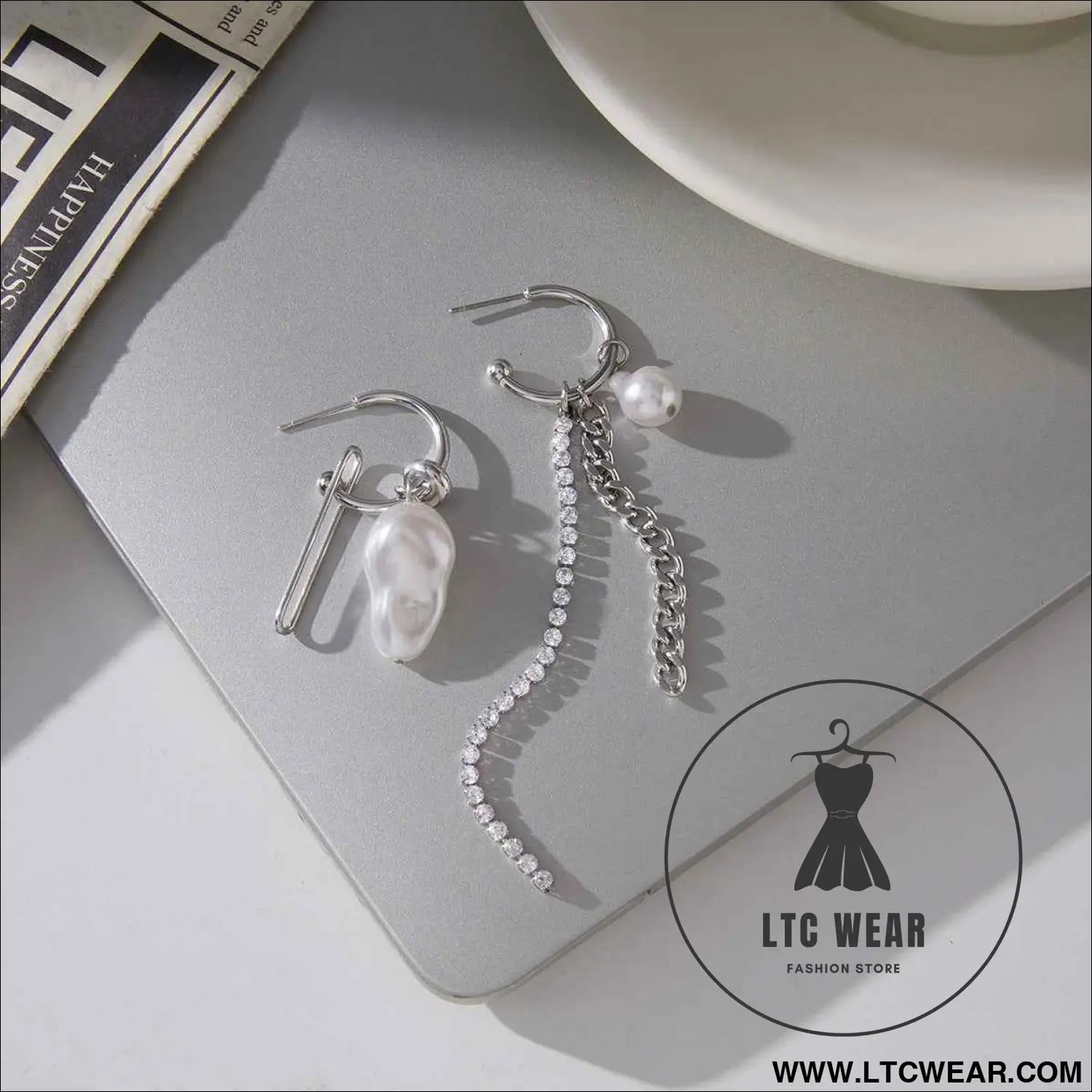 Pearl Tassel Stainless Steel Earrings