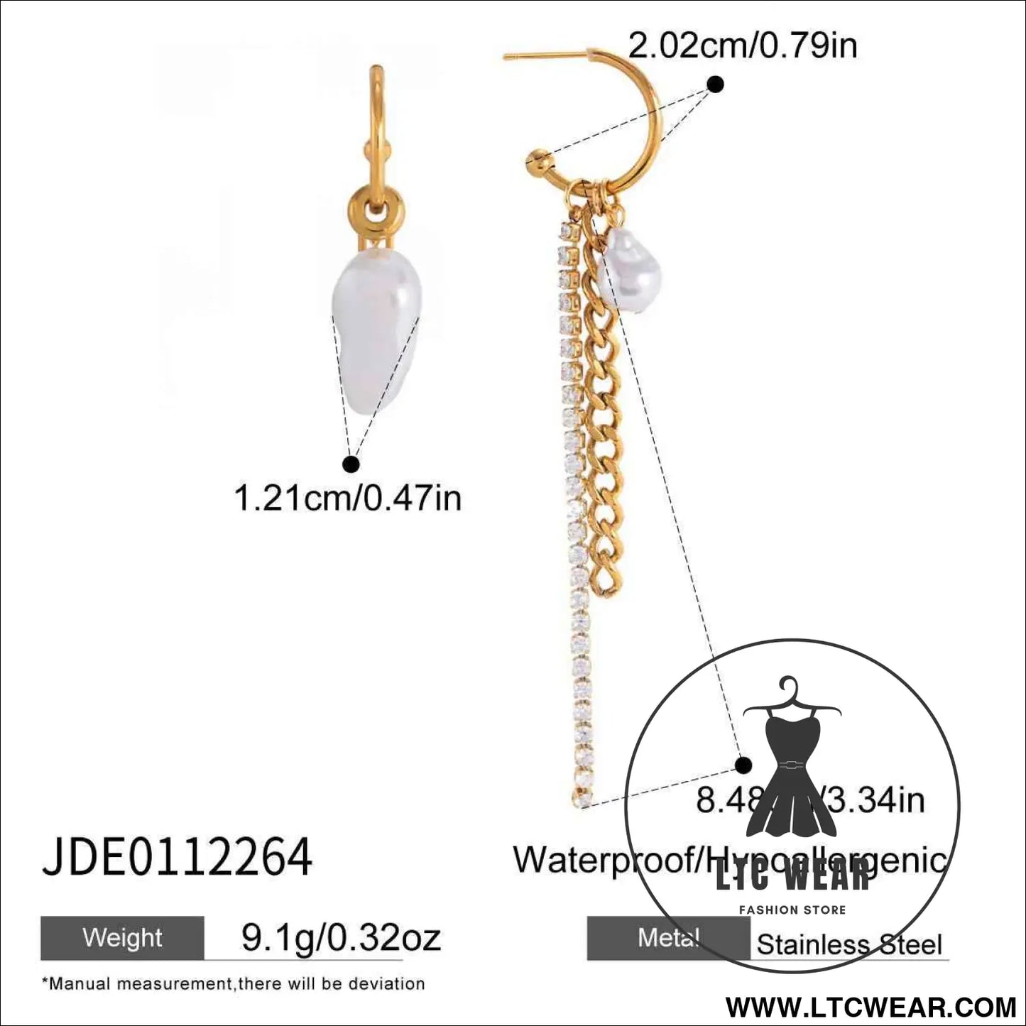 Pearl Tassel Stainless Steel Earrings