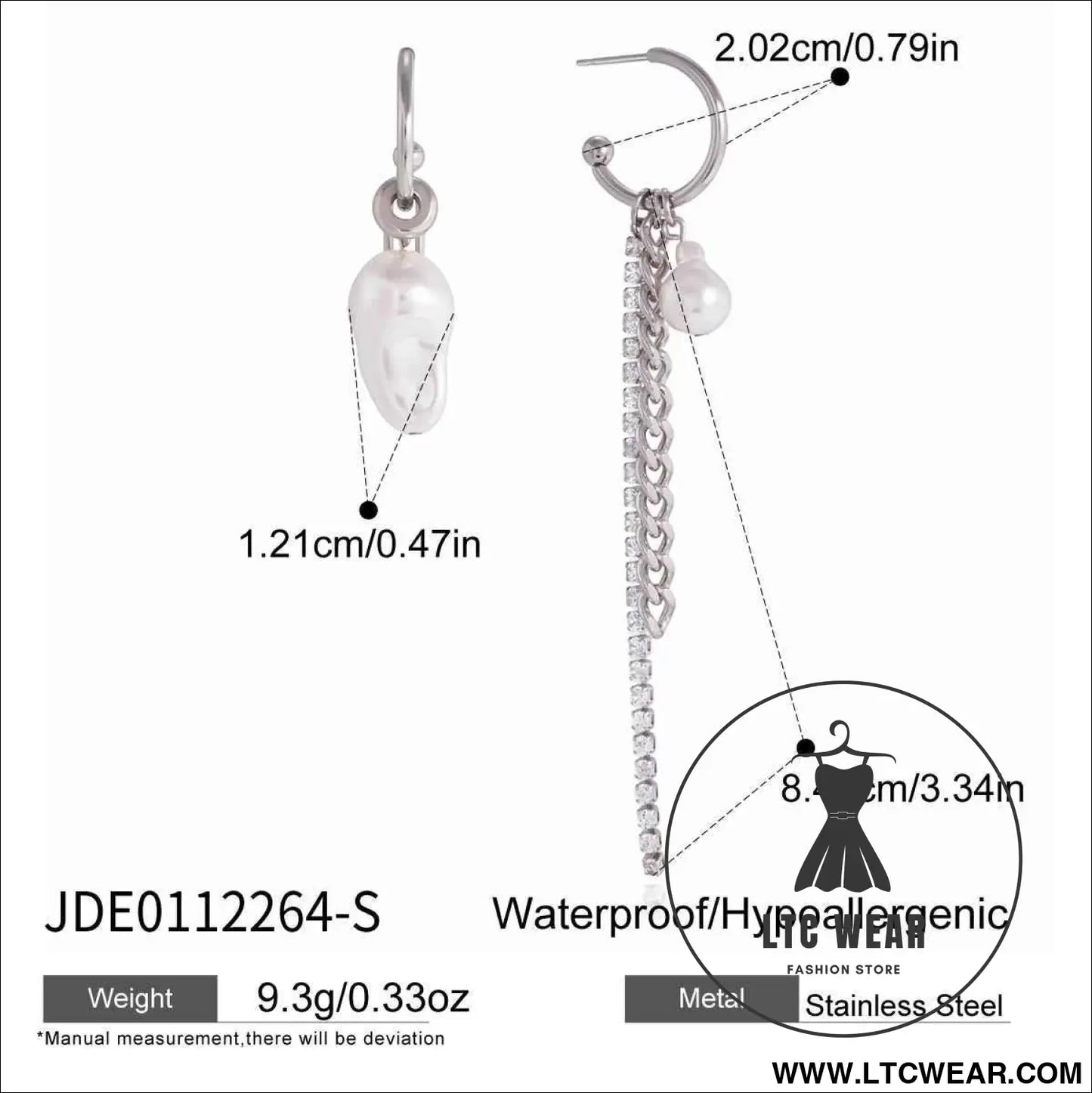 Pearl Tassel Stainless Steel Earrings