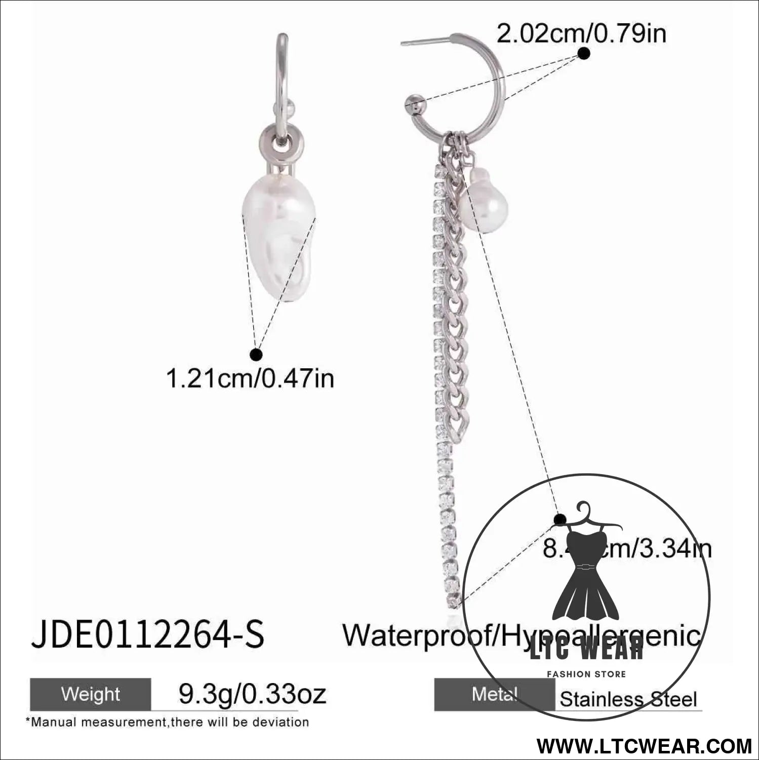 Pearl Tassel Stainless Steel Earrings